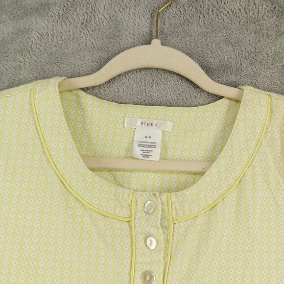 PINK Sleepwear Henley T-shirt Size XL(16-18) Floral Knit Loungewear Cotton 100% - Picture 6 of 10